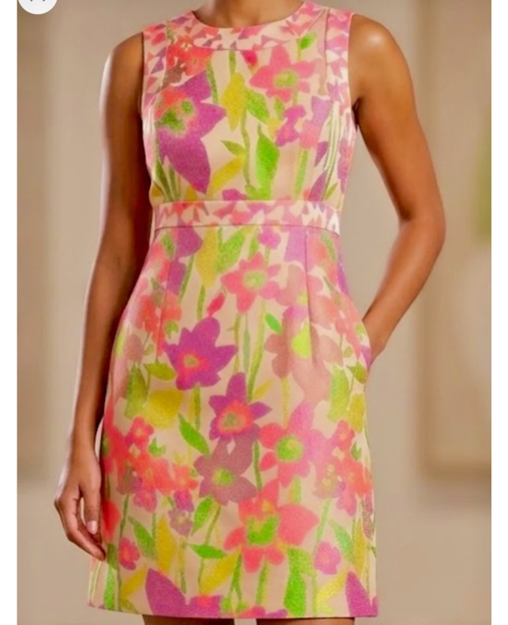 Trina Turk Ruth Neon Floral Jacquard Sheath Dress Size 6